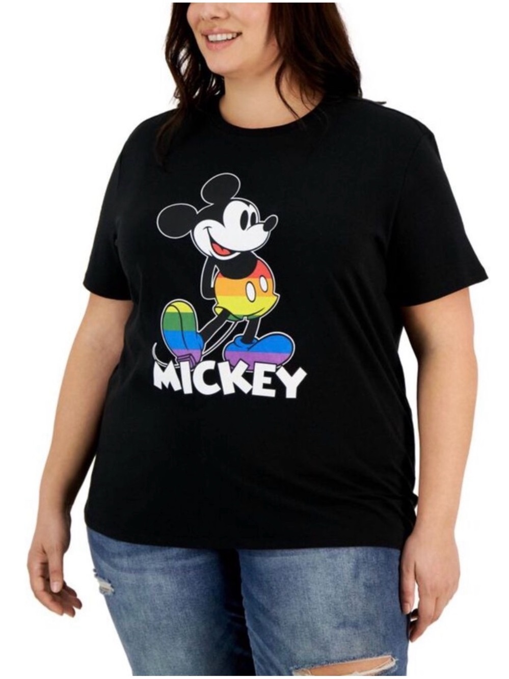 Disney Pride Collection Mickey Mouse Rainbow Graphic Tee Black 3X Plus